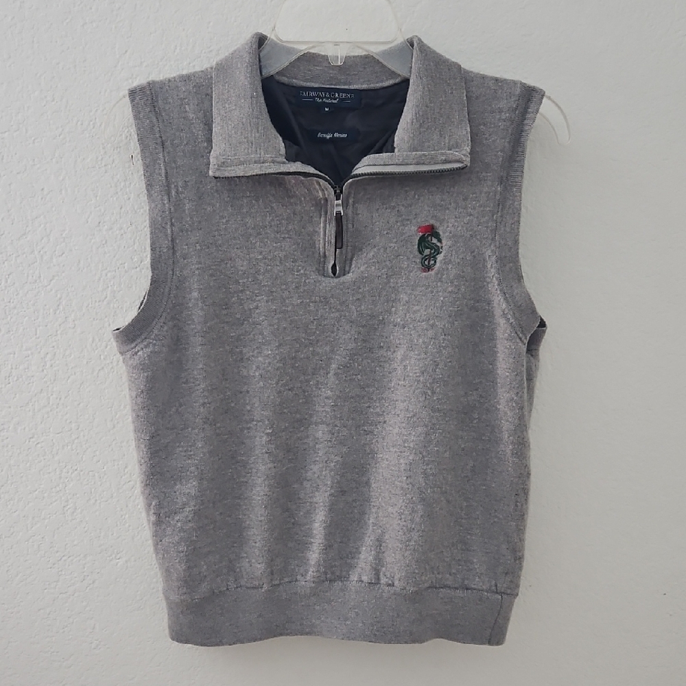 SZ M Fairway & Greene Half-Zip Wool Sweater Vest